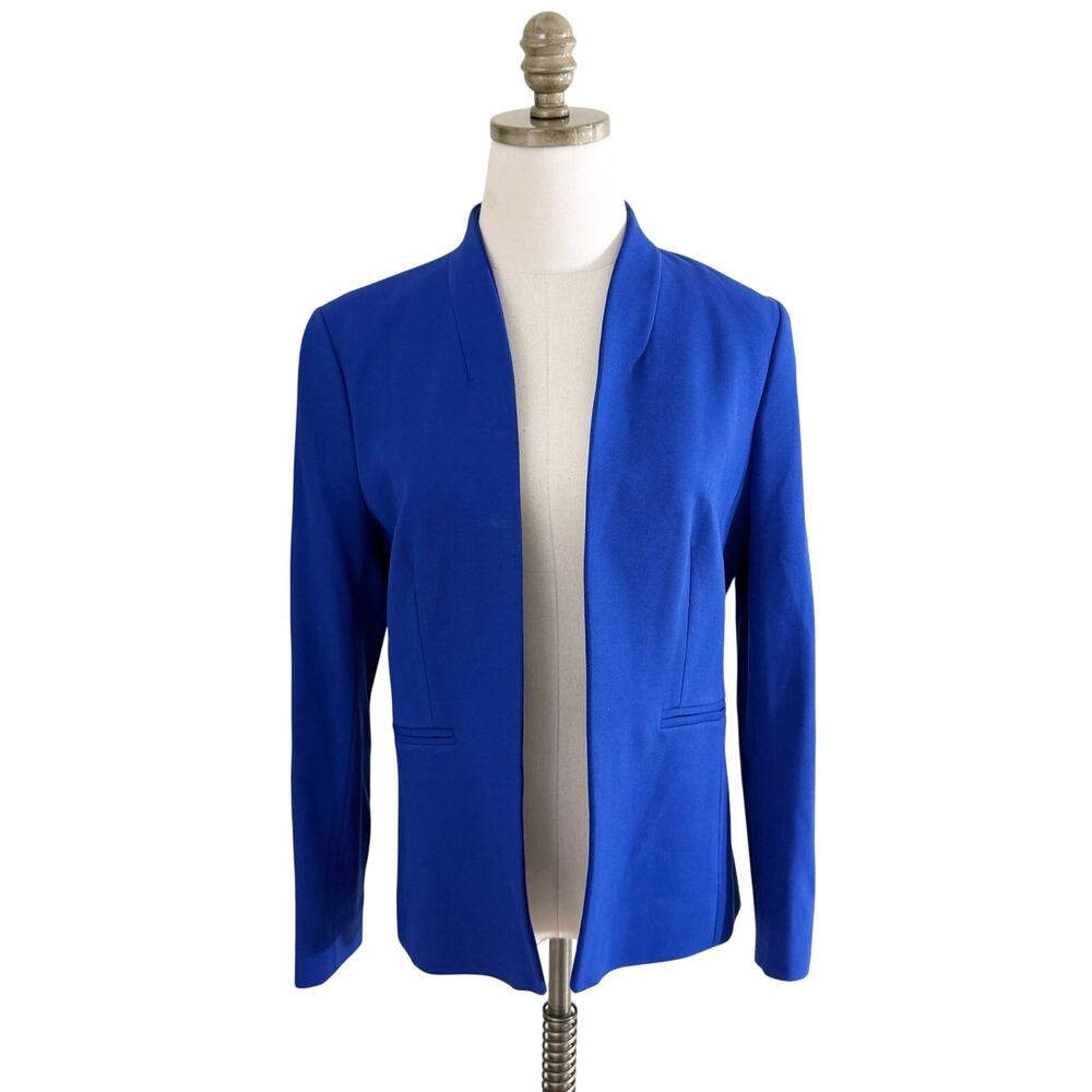 J. Crew Royal Blue Open Front Fitted Blazer Women's Size 6 EUC